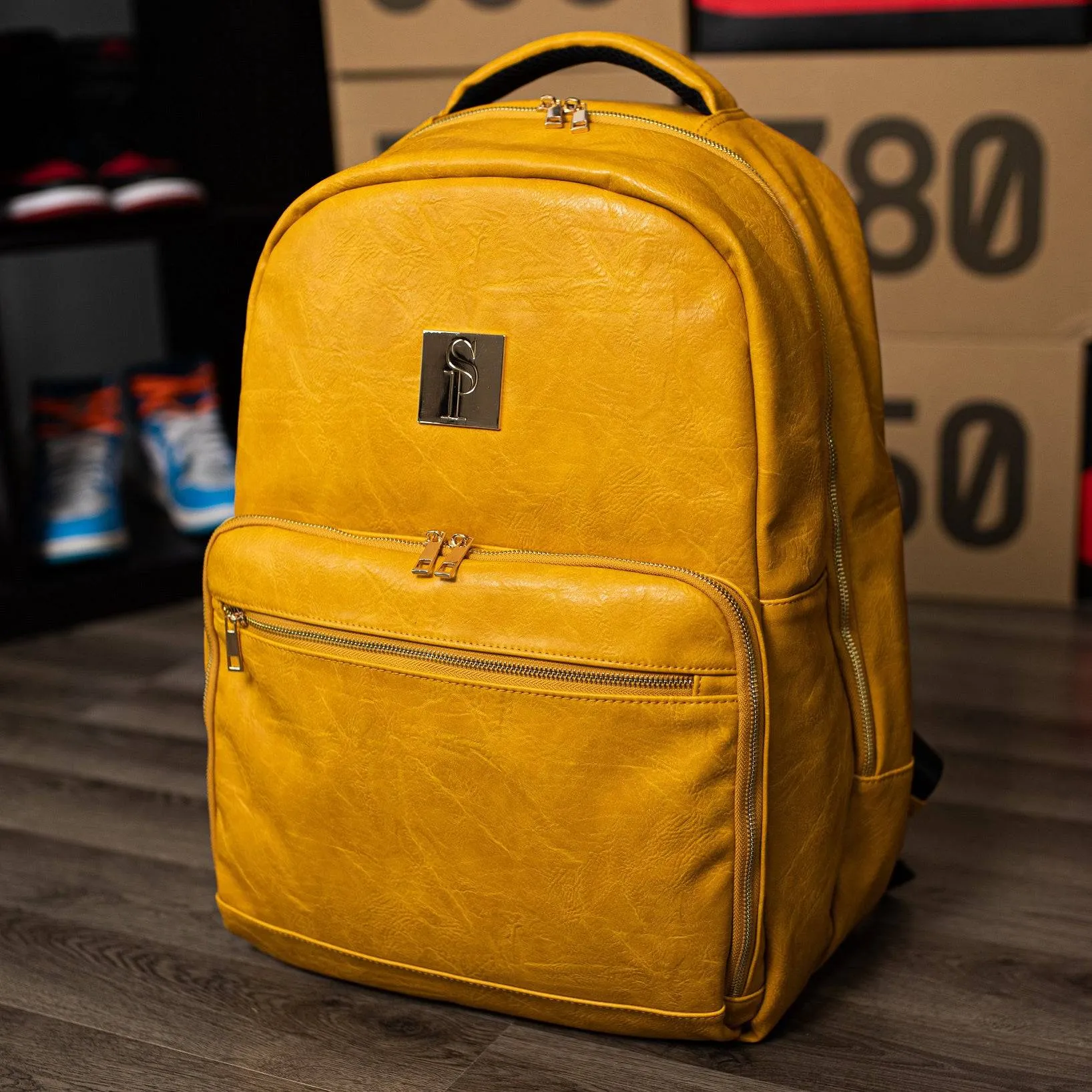 Yellow Tumbled Leather Commuter Bag