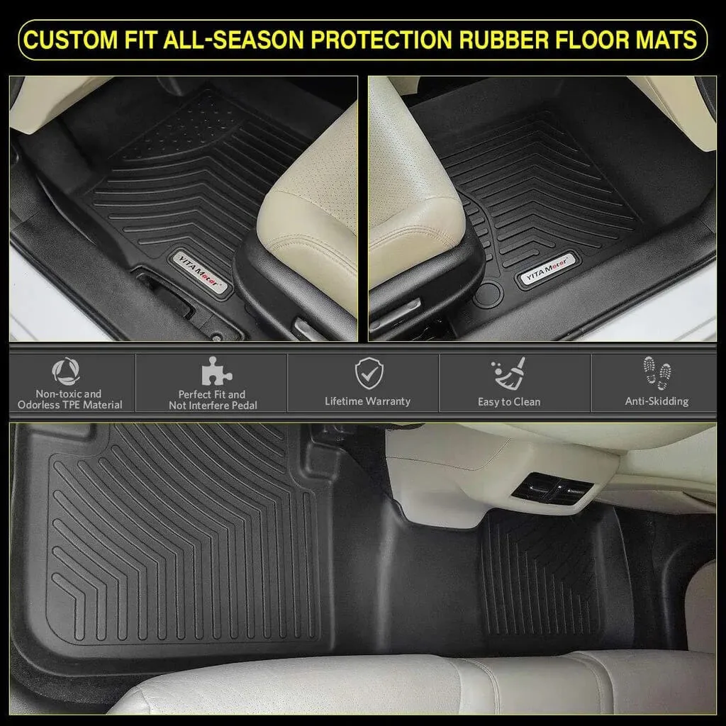 YITAMOTOR® 2016-2017 Toyota Tacoma Double Cab Floor Mats Floor Liners All Weather Protection Black Rubber