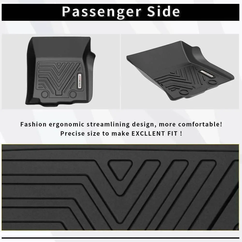 YITAMOTOR® 2016-2017 Toyota Tacoma Double Cab Floor Mats Floor Liners All Weather Protection Black Rubber